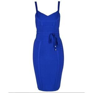 Classic Sexy Spaghetti Strap Royal Blue Bandage Dress - Size L